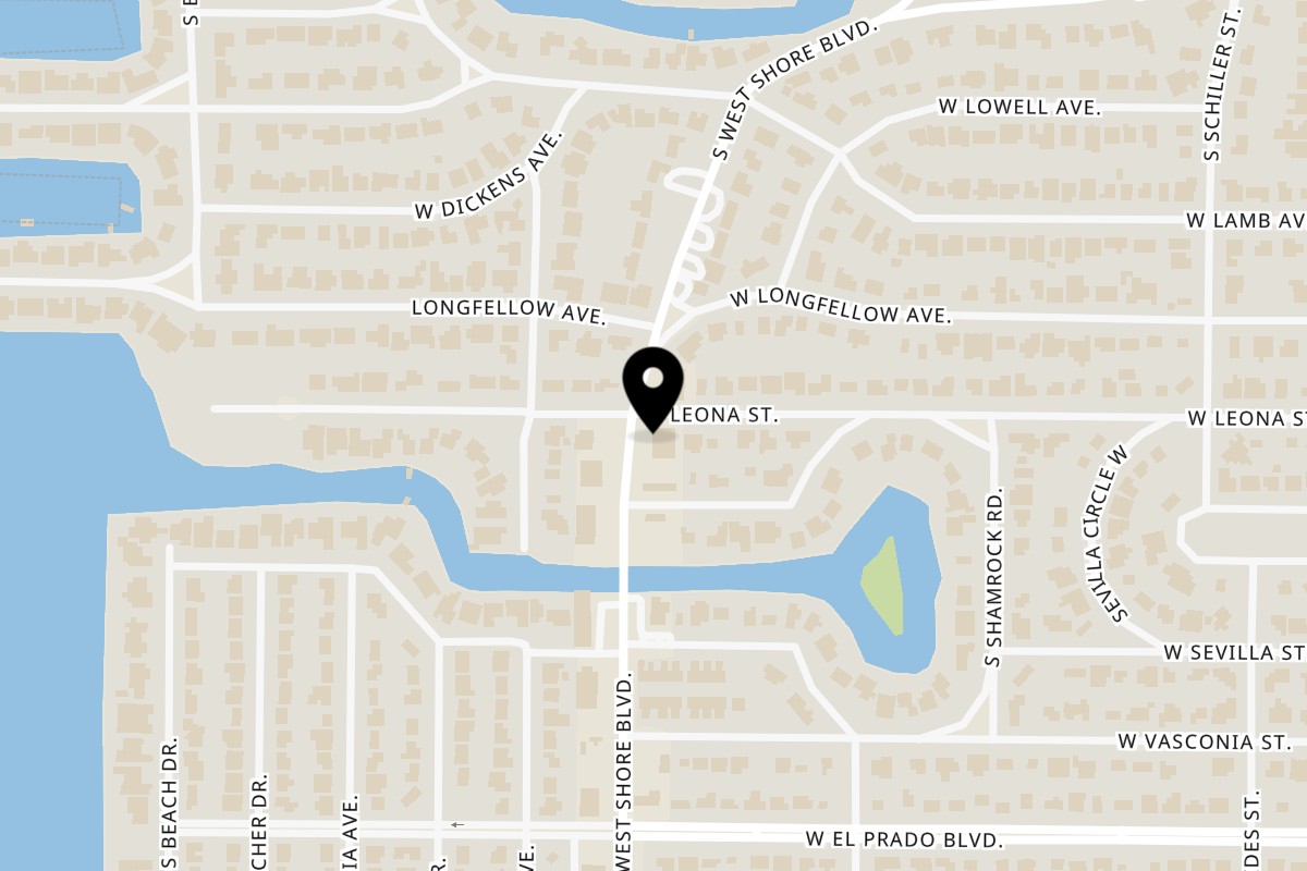 Map showing the location of Tacos El Primo - Authentic Mexican Grill West Shore on 3302 S West Shore Blvd in Tampa