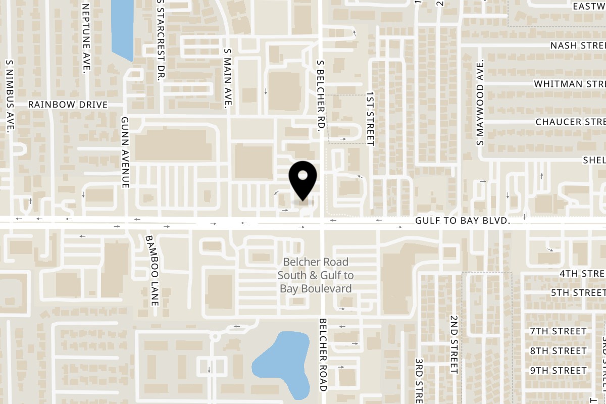Map showing the location of Tacos El Primo - Authentic Mexican Grill Clearwater on 2198 Gulf to Bay Blvd in Clearwater